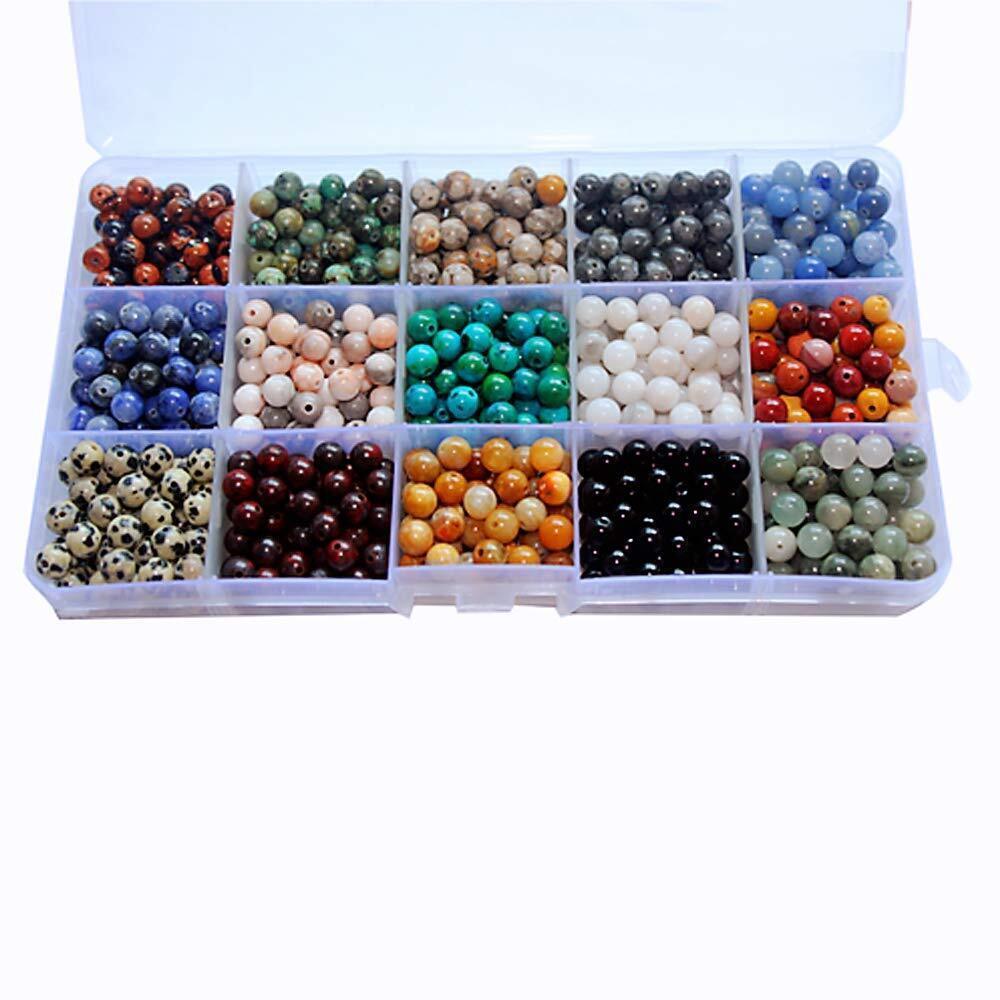 4063 800pcs 6mm Natural & Synthetic Round Stone Gemstone Beads - 1mm Hole